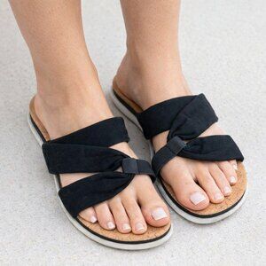 Clarks Cloud Steppers‎ Sandals Womens 8 Black Slip on Slide Comfort Shoe